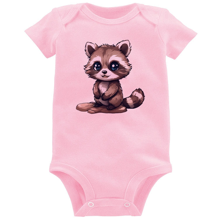 Body Bebê Guaxinim Fofinho - Rosa Bebê