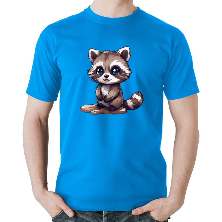 Camiseta Algodão Guaxinim Fofinho - Azul
