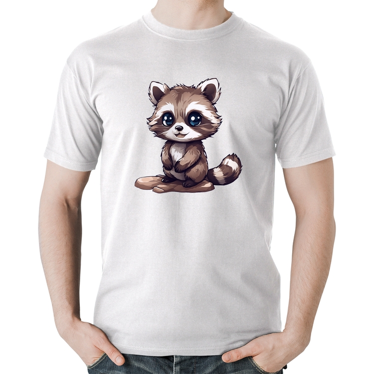 Camiseta Algodão Guaxinim Fofinho - Branca