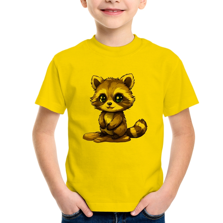 Camiseta Infantil Guaxinim Fofinho - Amarela