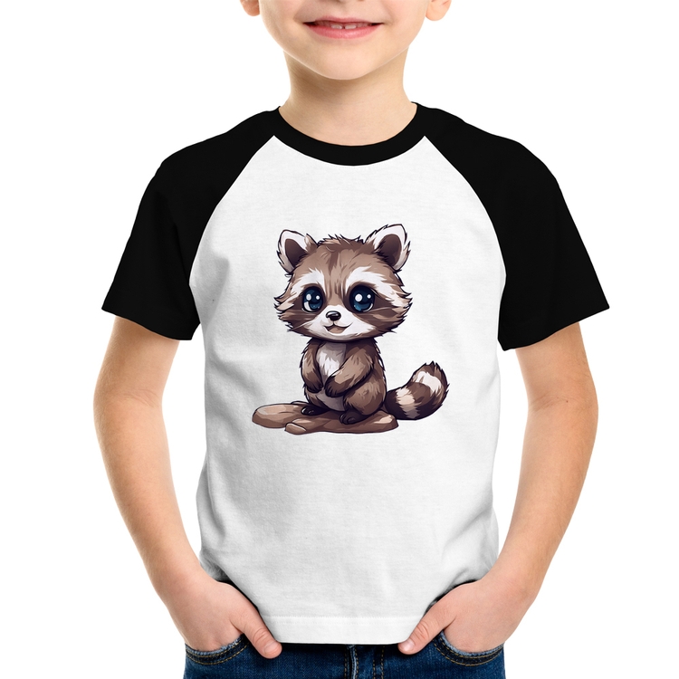 Camiseta Raglan Infantil Guaxinim Fofinho