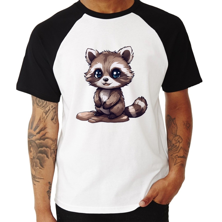 Camiseta Raglan Guaxinim Fofinho
