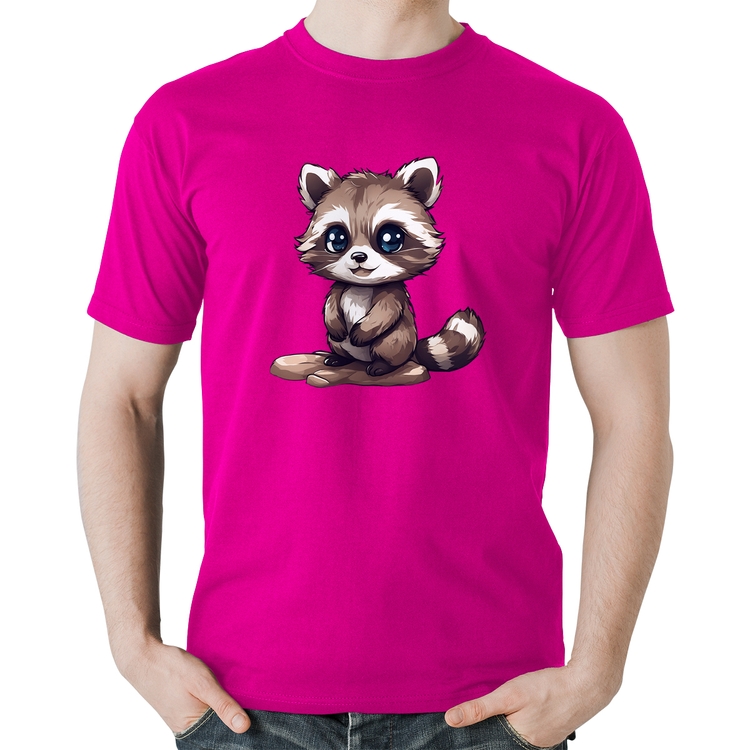 Camiseta Algodão Guaxinim Fofinho - Rosa