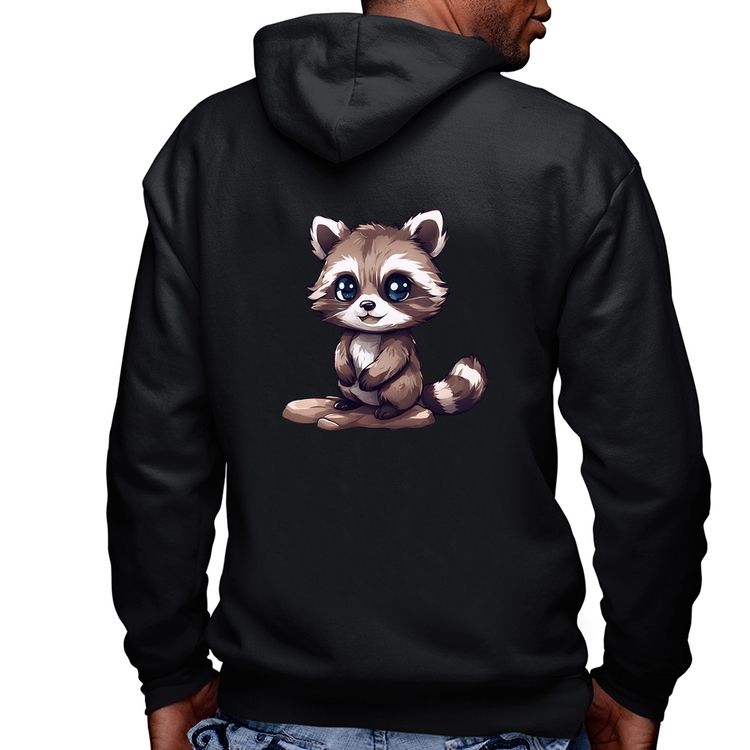 Blusa Moletom Guaxinim Fofinho Masculina com Capuz e Zíper
