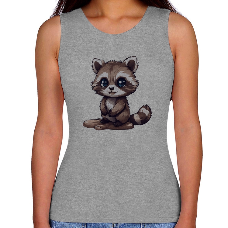 Regata Feminina Guaxinim Fofinho - Cinza