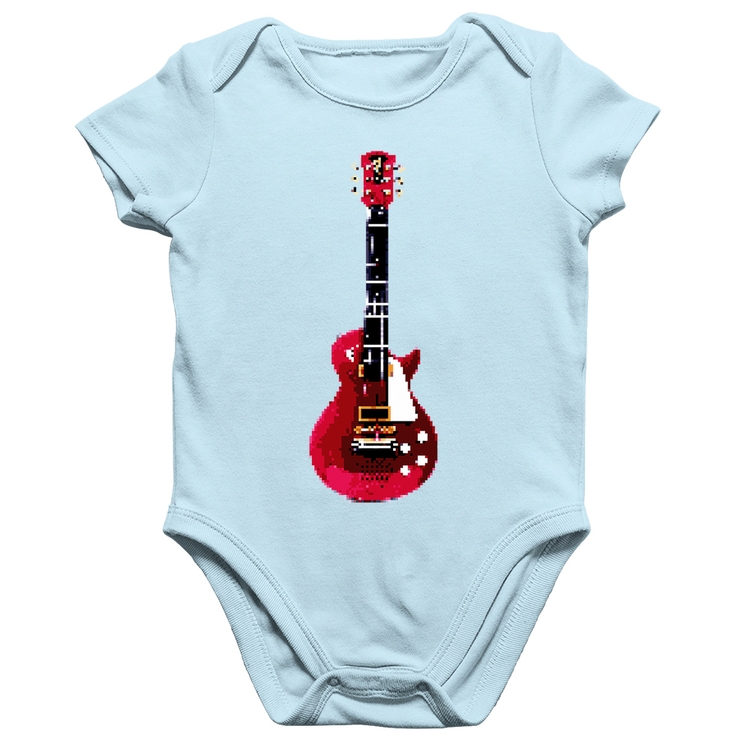 Body Bebê Algodão Guitar Píxel - Azul Bebê