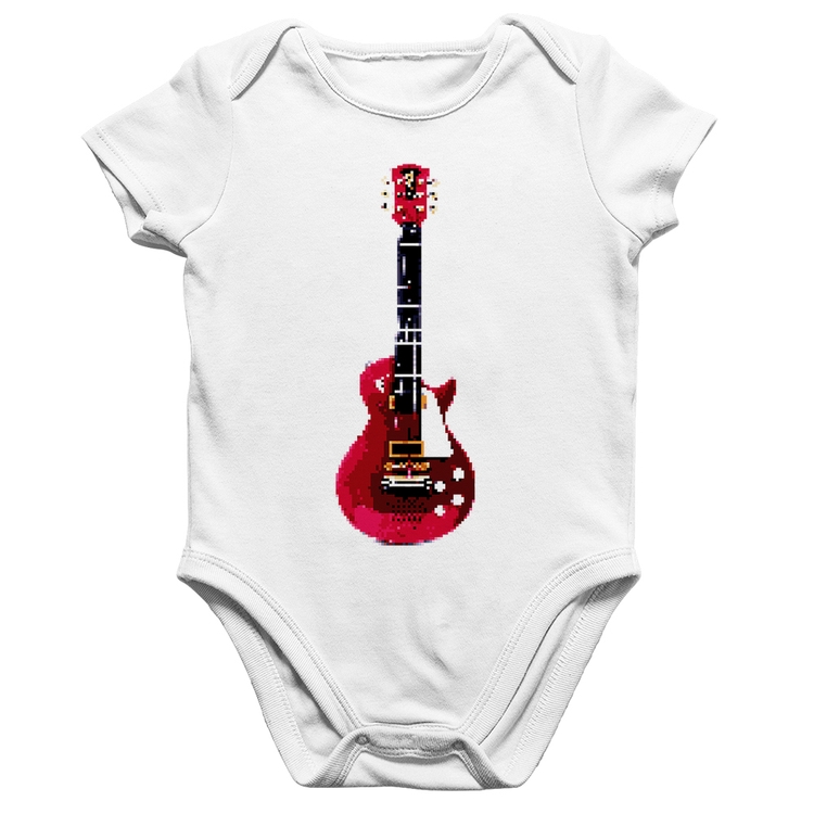 Body Bebê Algodão Guitar Píxel - Branco