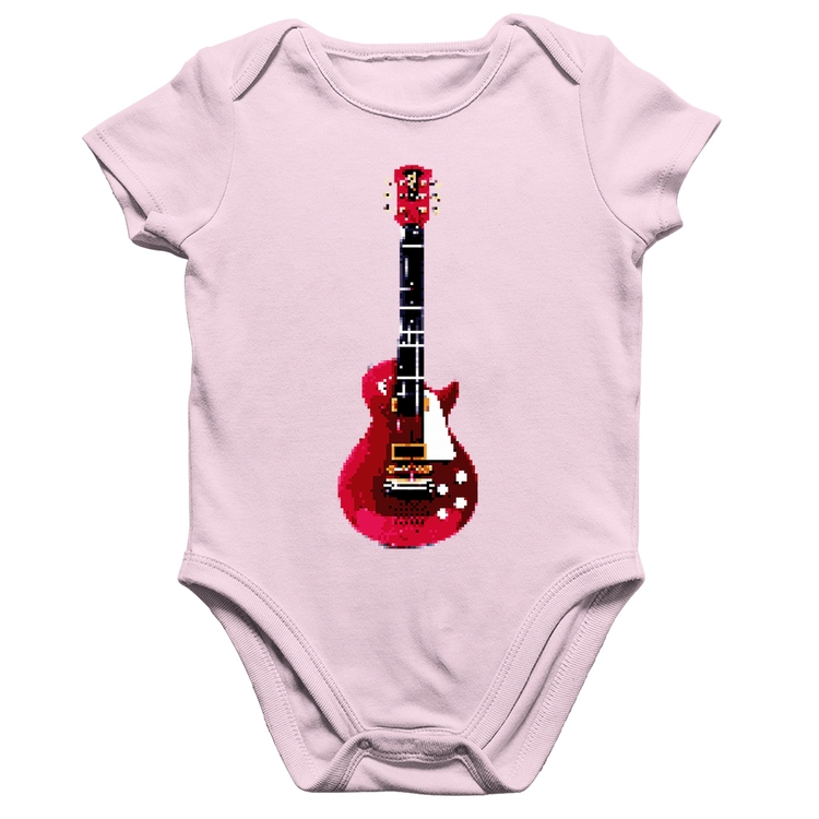 Body Bebê Algodão Guitar Píxel - Rosa Bebê