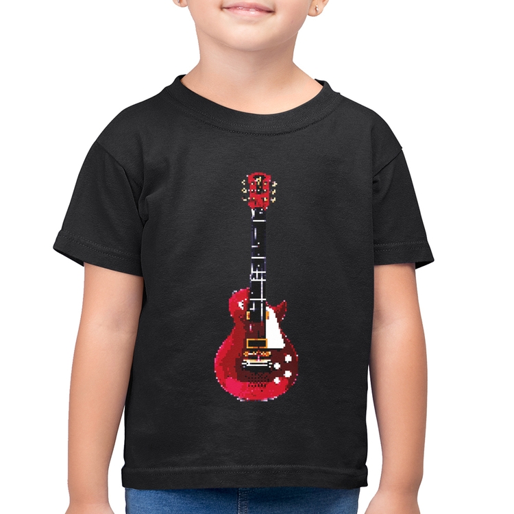 Camiseta Algodão Infantil Guitar Píxel