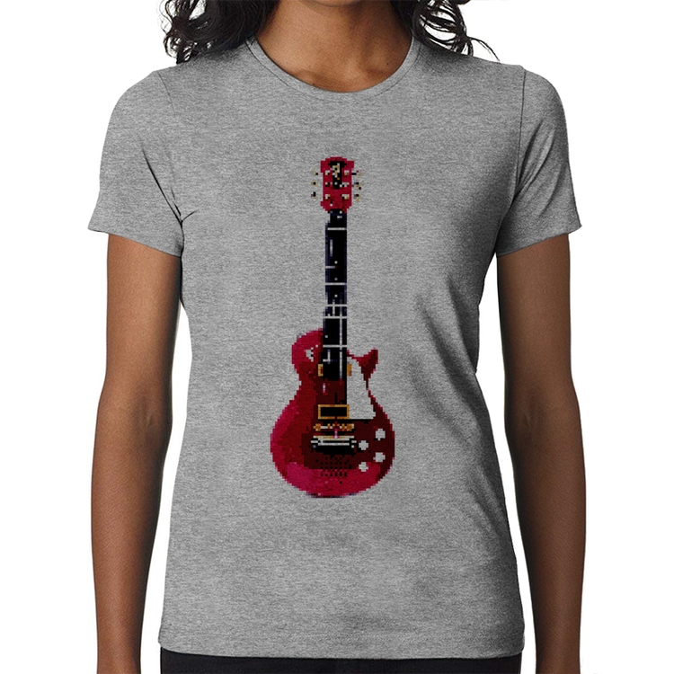 Baby Look Guitar Píxel - Cinza