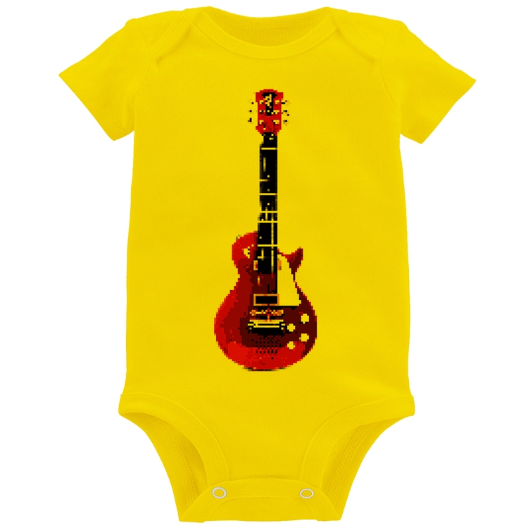 Body Bebê Guitar Píxel - Amarelo