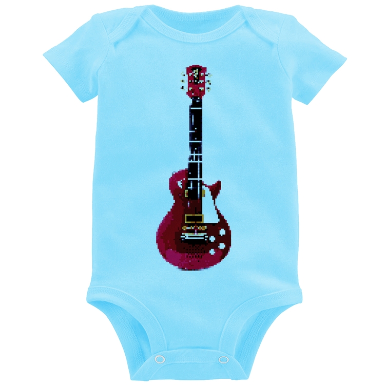 Body Bebê Guitar Píxel - Azul Bebê