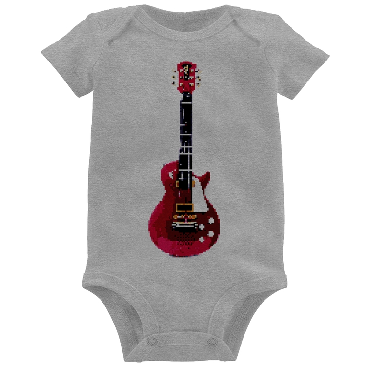 Body Bebê Guitar Píxel - Cinza