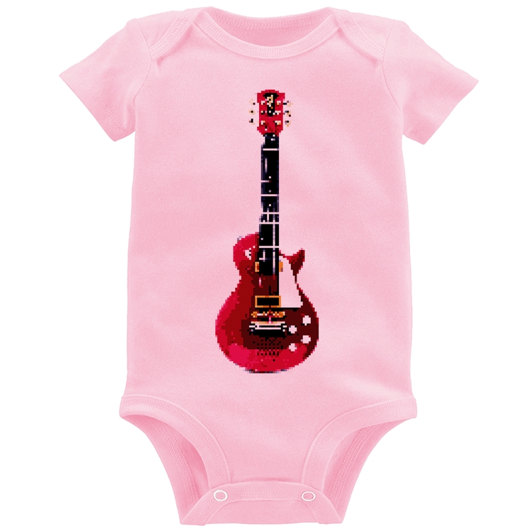 Body Bebê Guitar Píxel - Rosa Bebê