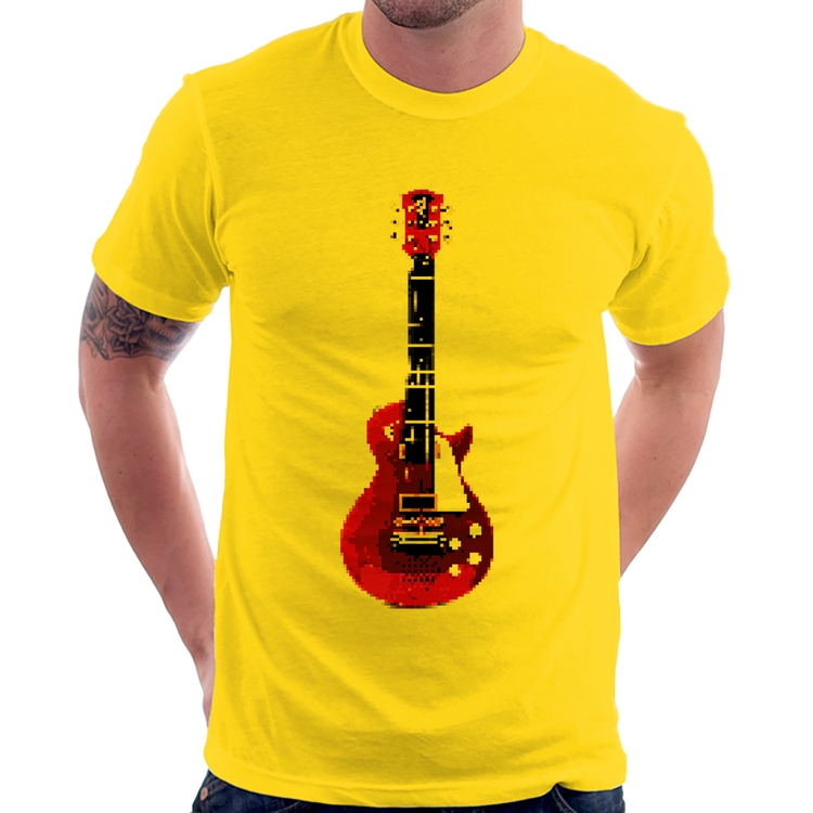 Camiseta Guitar Píxel - Amarela