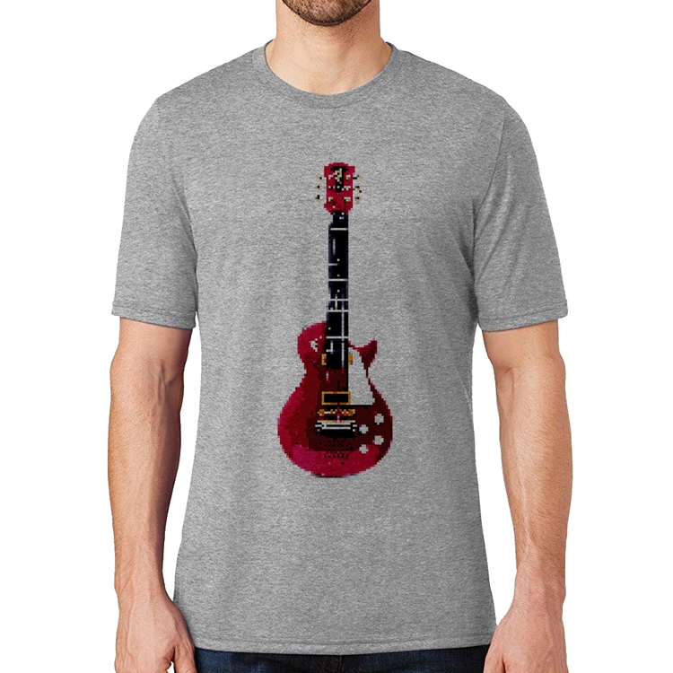 Camiseta Guitar Píxel - Cinza