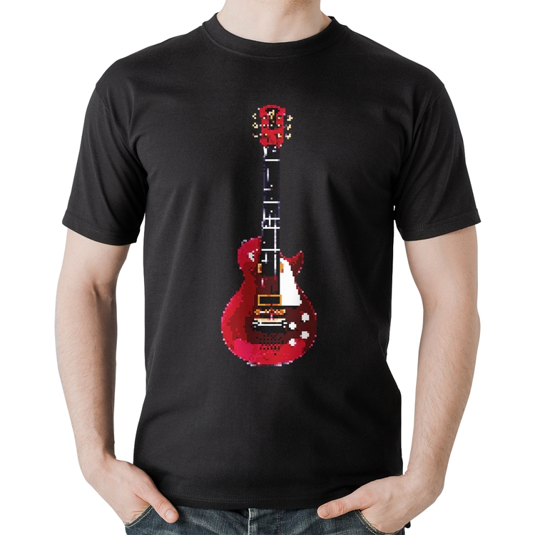 Camiseta Algodão Guitar Píxel