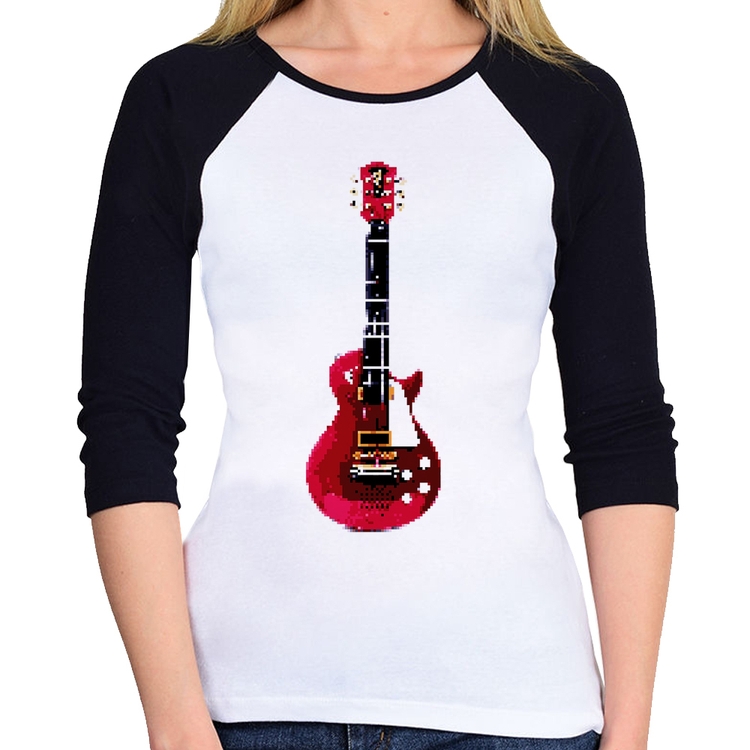 Baby Look Raglan Guitar Píxel Manga 3/4