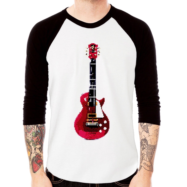 Camiseta Raglan Guitar Píxel Manga 3/4