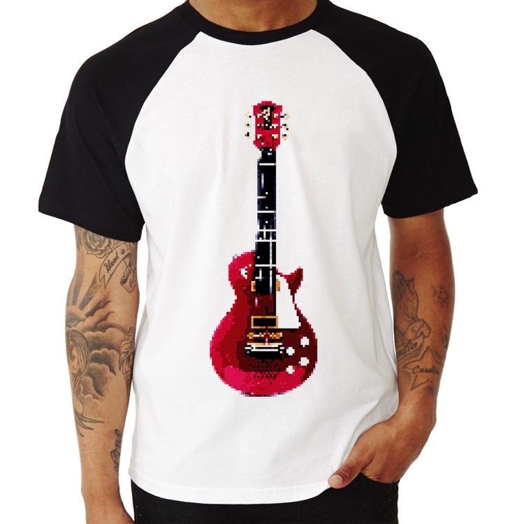 Camiseta Raglan Guitar Píxel