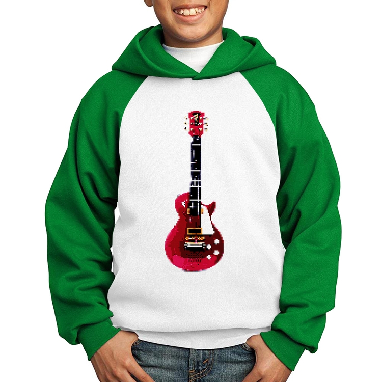 Moletom Infantil Guitar Píxel - Branco/Verde