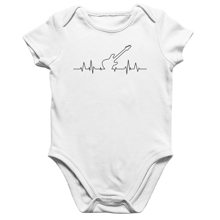 Body Bebê Algodão Guitarra Batimentos Cardíacos - Branco