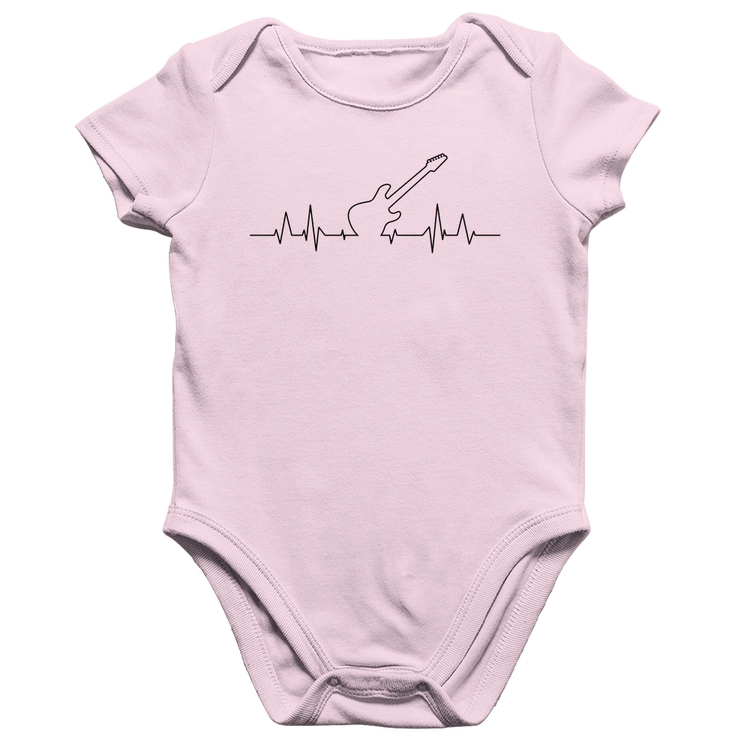 Body Bebê Algodão Guitarra Batimentos Cardíacos - Rosa Bebê
