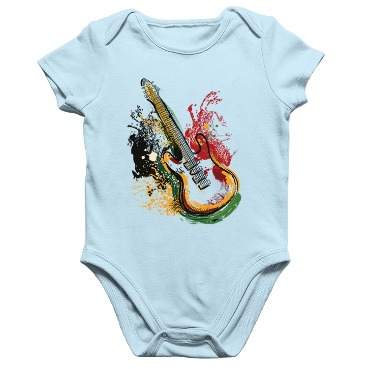 Body Bebê Algodão Guitarra Reggae - Azul Bebê