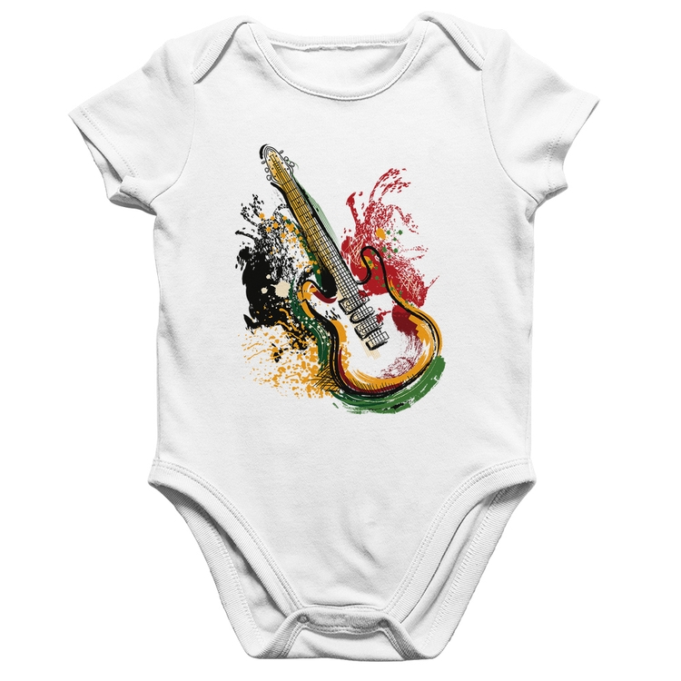 Body Bebê Algodão Guitarra Reggae - Branco