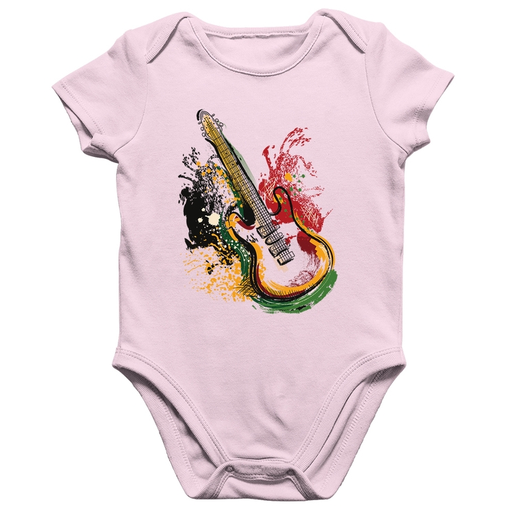 Body Bebê Algodão Guitarra Reggae - Rosa Bebê
