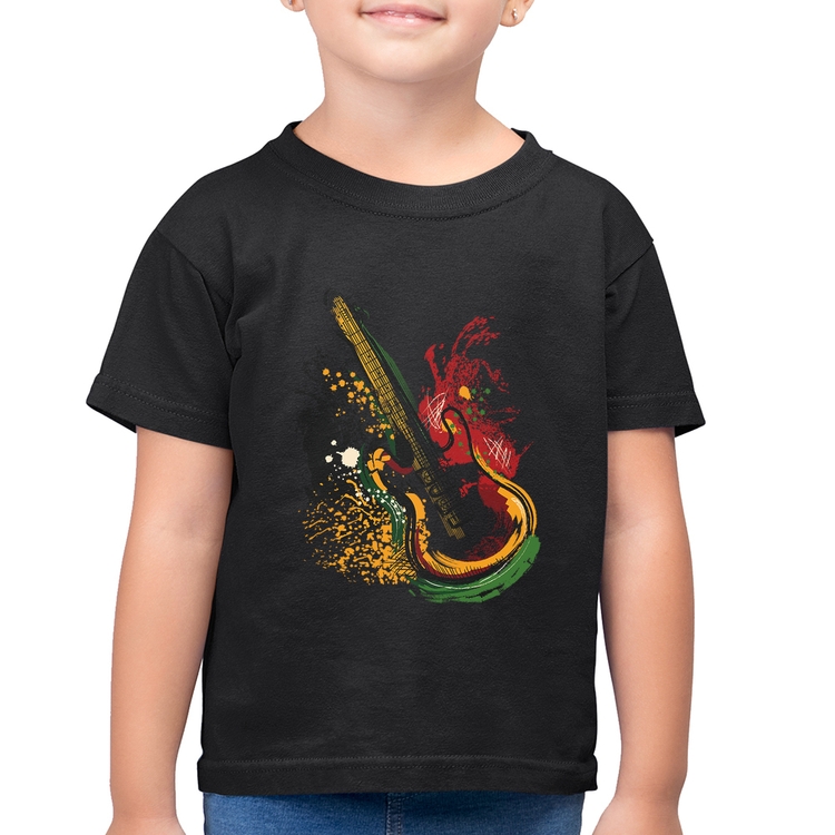 Camiseta Algodão Infantil Guitarra Reggae