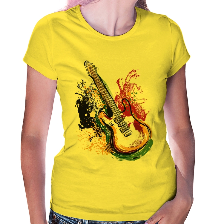 Baby Look Guitarra Reggae - Amarela
