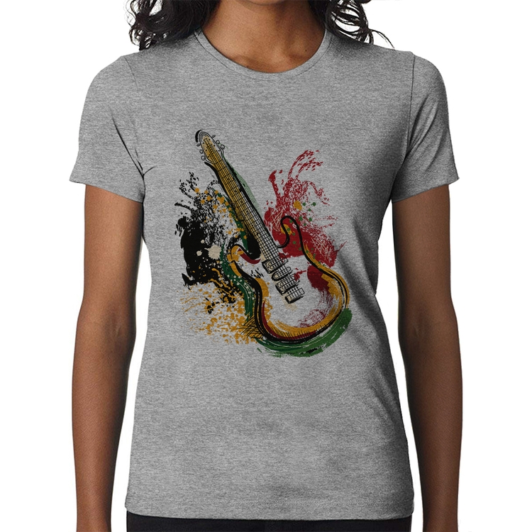 Baby Look Guitarra Reggae - Cinza