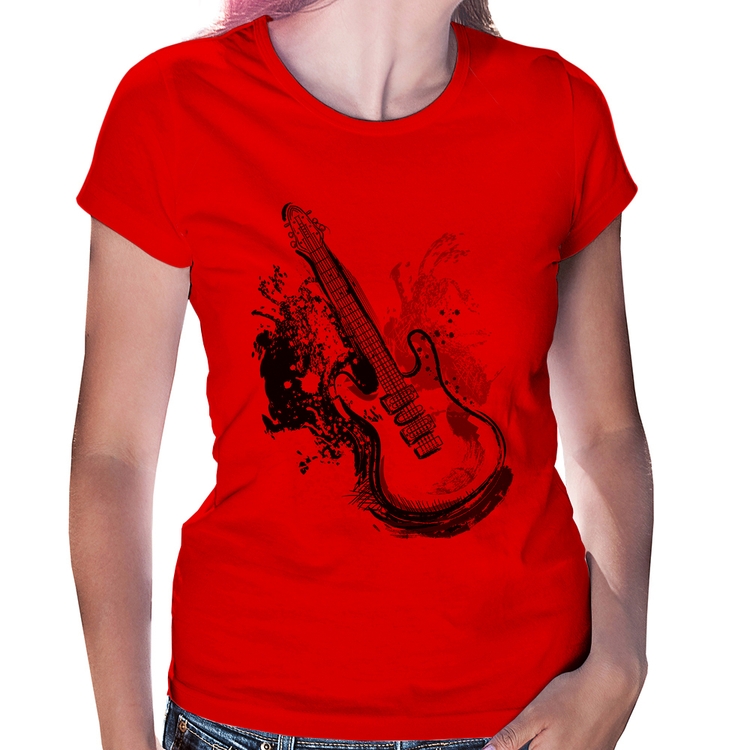 Baby Look Guitarra Reggae - Vermelha