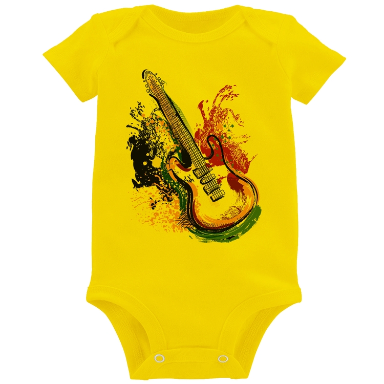 Body Bebê Guitarra Reggae - Amarelo