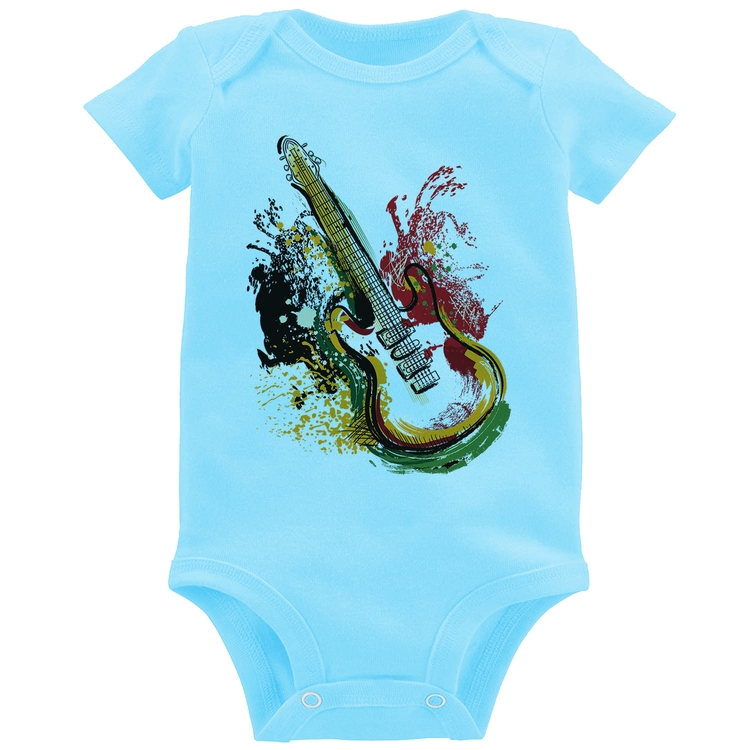 Body Bebê Guitarra Reggae - Azul Bebê