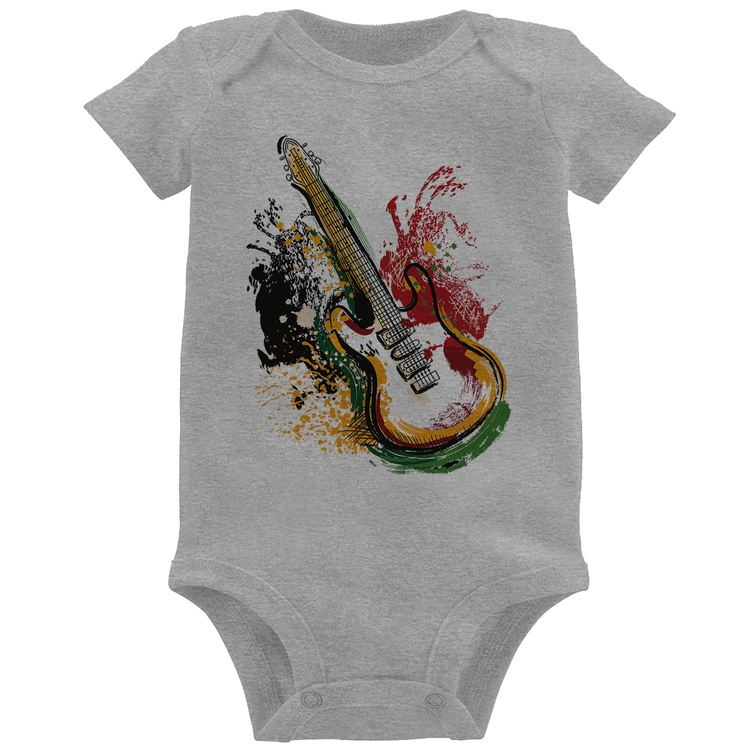 Body Bebê Guitarra Reggae - Cinza