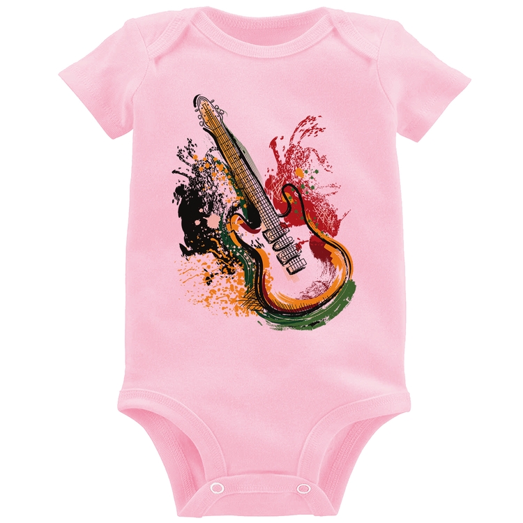 Body Bebê Guitarra Reggae - Rosa Bebê