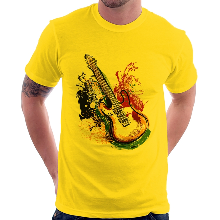 Camiseta Guitarra Reggae - Amarela