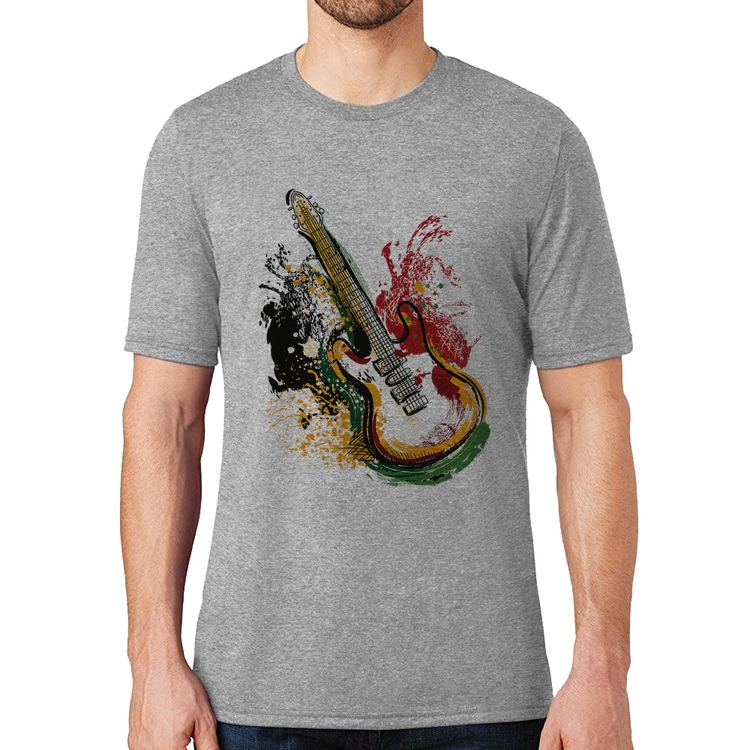 Camiseta Guitarra Reggae - Cinza