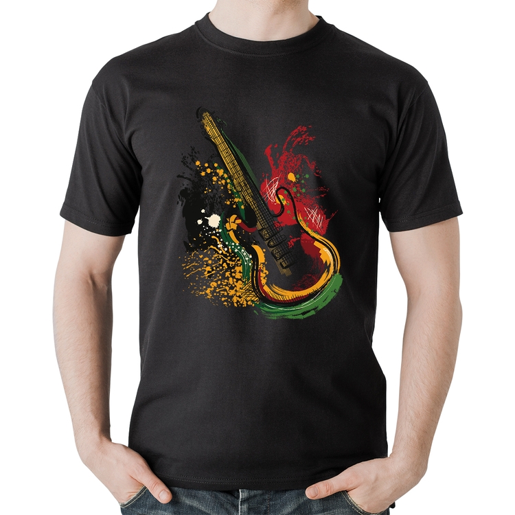 Camiseta Algodão Guitarra Reggae