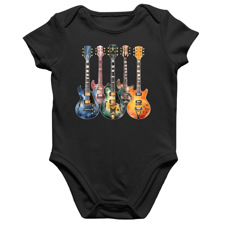 Body Bebê Algodão Guitarras Watercolor Art