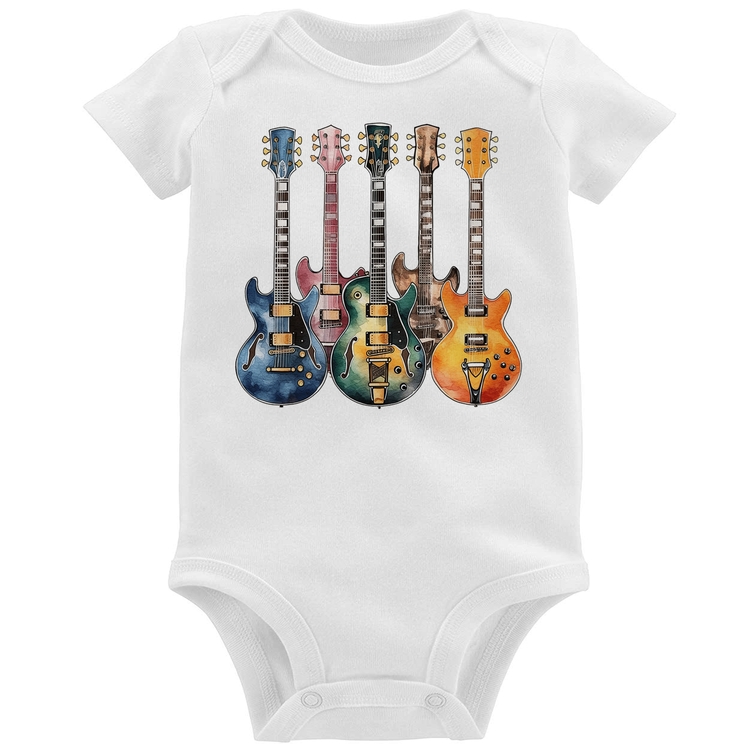 Body Bebê Guitarras Watercolor Art