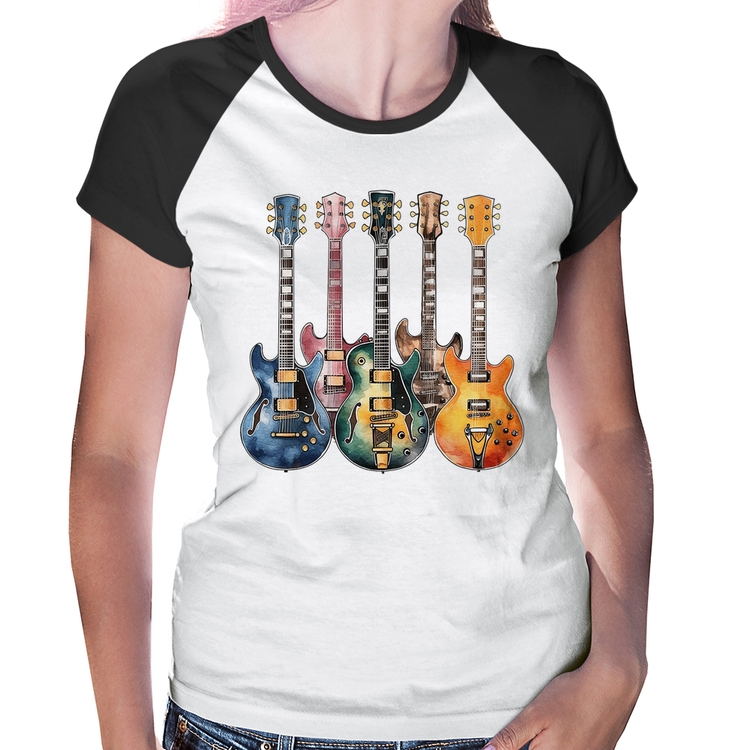 Baby Look Raglan Guitarras Watercolor Art