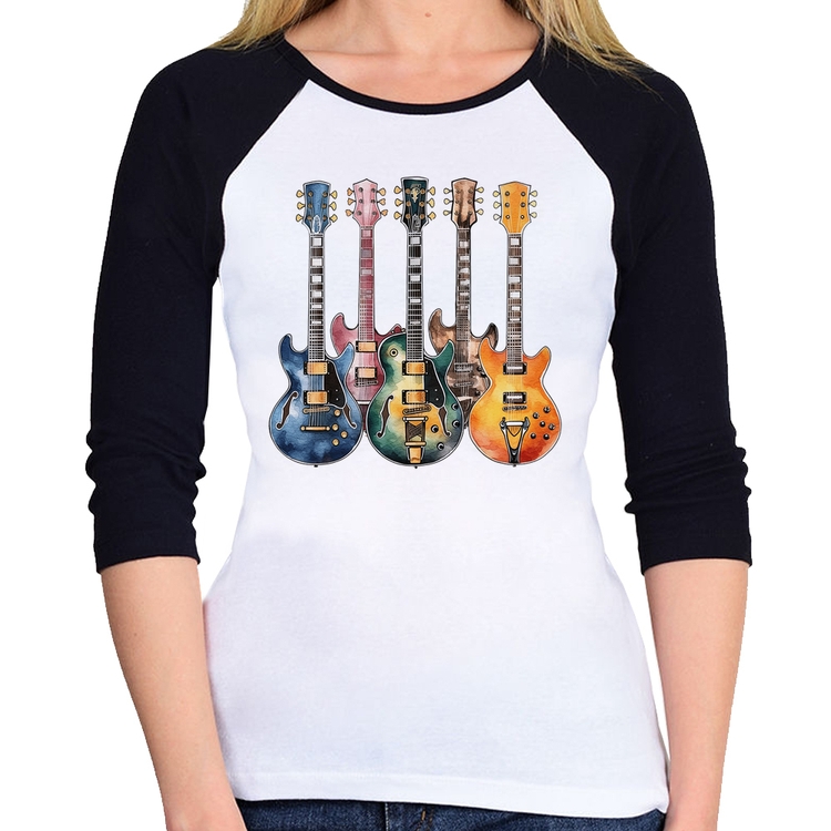 Baby Look Raglan Guitarras Watercolor Art Manga 3/4
