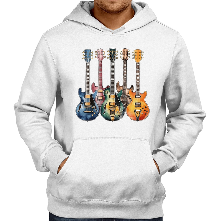Moletom Guitarras Watercolor Art - Branco