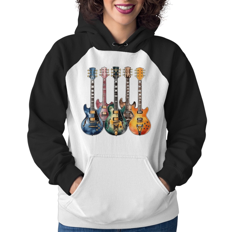 Moletom Feminino Guitarras Watercolor Art