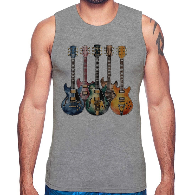 Regata Guitarras Watercolor Art - Cinza