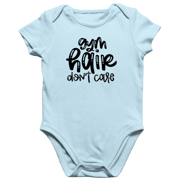 Body Bebê Algodão Gym Hair Don't Care - Azul Bebê