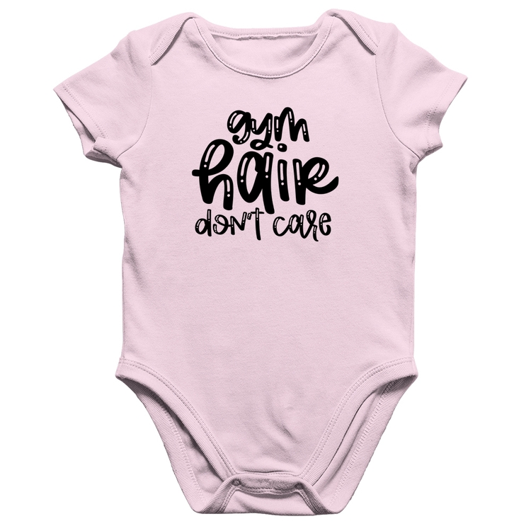 Body Bebê Algodão Gym Hair Don't Care - Rosa Bebê